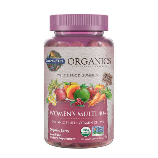 Garden of Life Organics Women 40+ Gummies – Organic Berry | Non-GMO, Vegan | 120 Real Fruit Gummies