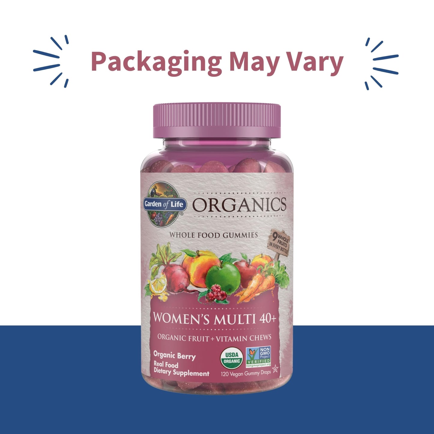 Garden of Life Organics Women 40+ Gummies – Organic Berry | Non-GMO, Vegan | 120 Real Fruit Gummies