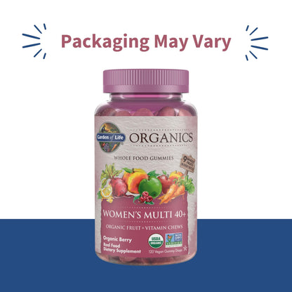 Garden of Life Organics Women 40+ Gummies – Organic Berry | Non-GMO, Vegan | 120 Real Fruit Gummies