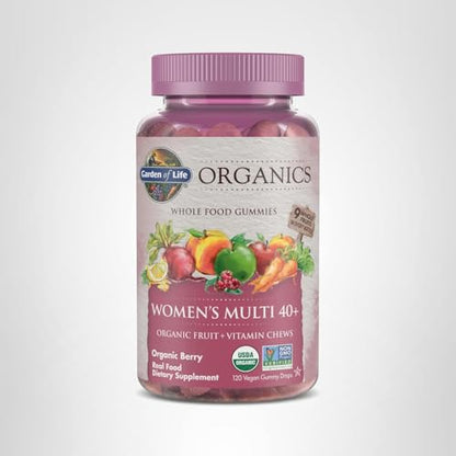 Garden of Life Organics Women 40+ Gummies – Organic Berry | Non-GMO, Vegan | 120 Real Fruit Gummies