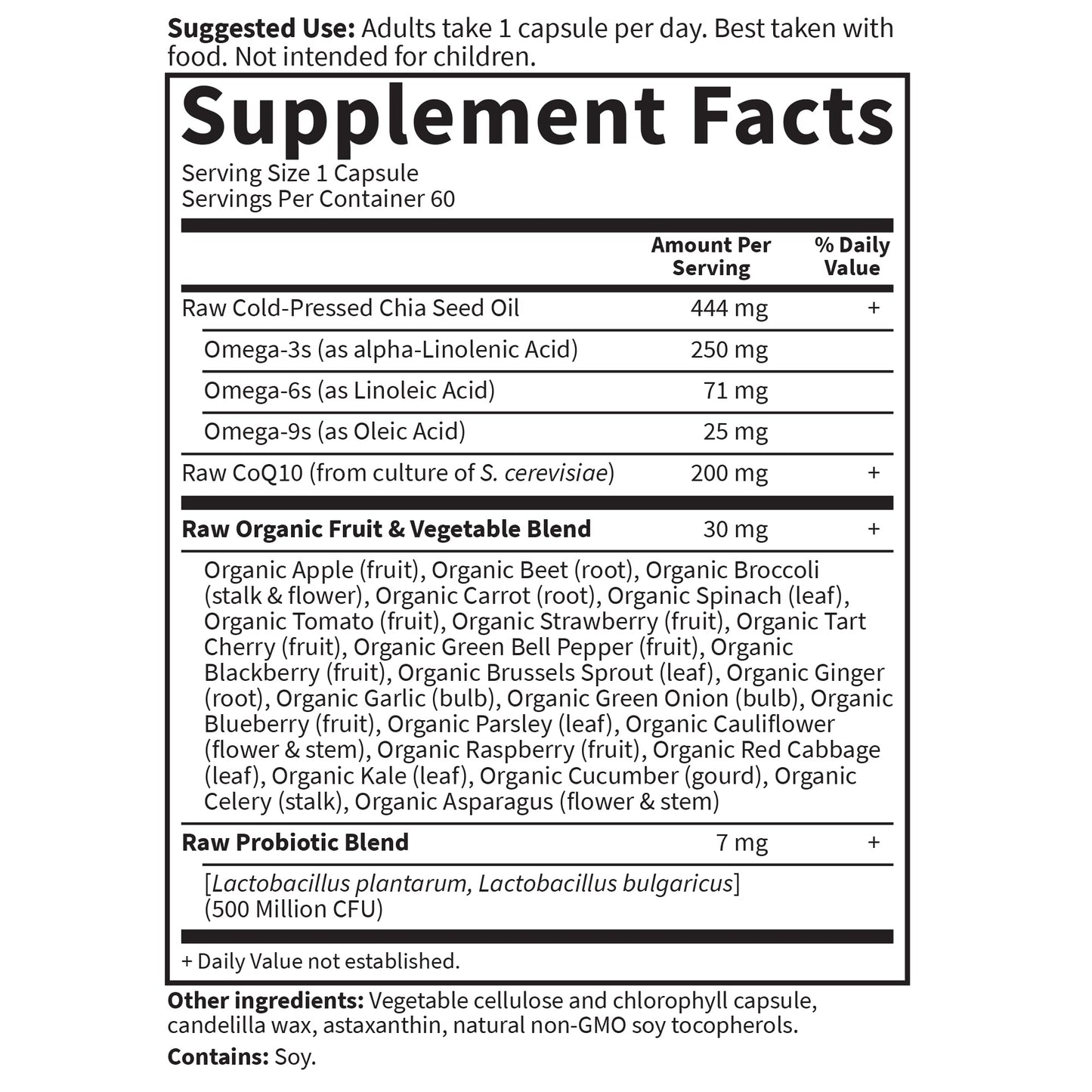 Garden of Life CoQ10 200mg – Vegan Omega 3-6-9 with Chia Seed Oil, 60 Veg Capsules