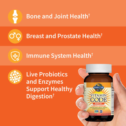 Garden of Life Vitamin D3 5000 IU – RAW D3, 60 Veg Capsules