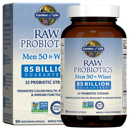 Garden of Life Raw Probiotics for Men Over 50 – 85B CFU, 90 Vegetarian Capsules, Gluten Free