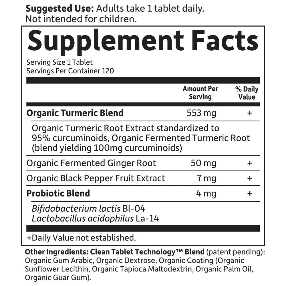 Garden of Life Organic Turmeric Extra Strength 100mg Curcumin – 120 Tablets