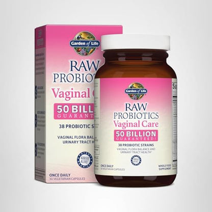 Garden of Life Raw Probiotics: Women's Vaginal Care with Acidophilus – Yeast Balance, Urinary Tract Health, Gluten Free, 30 Vegetarian Capsules