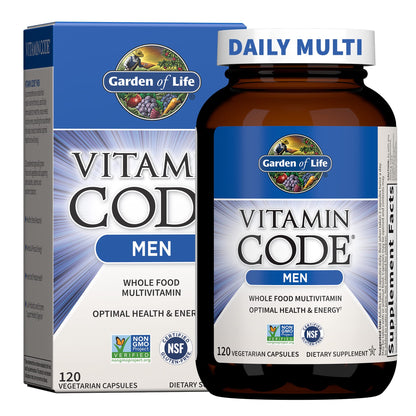 Garden of Life Vitamin Code Men's Whole-Food Multivitamin - 120 Caps | Probiotics, Prostate & Heart Health