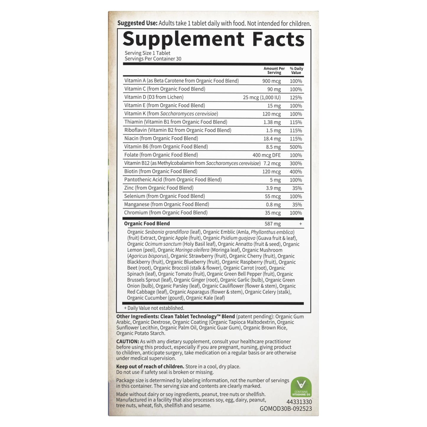 Garden of Life Organics Men's Daily Multivitamin – Organic, Vegan, 30 Tablets