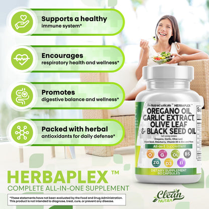 Oregano Oil Capsules with Black Seed, Garlic & Elderberry – Immune Support | Zinc & Vitamin D3