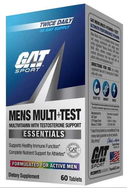 GAT SPORT Men’s Multi + Test – Premium Multivitamin Tablets (60 Count)