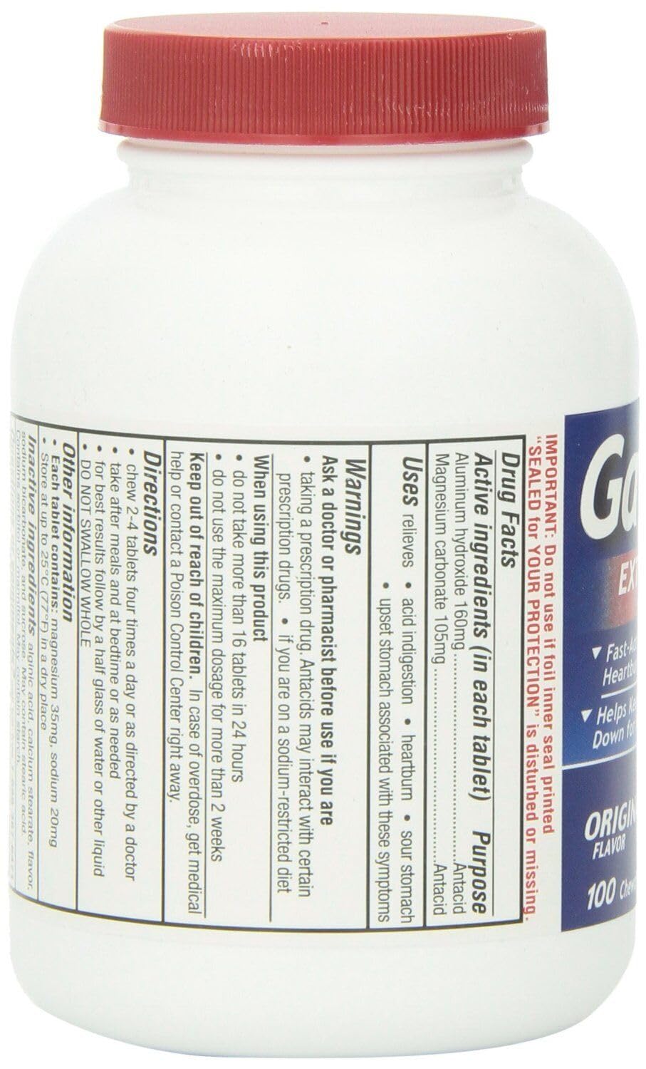 Gaviscon Extra Strength Chewable Antacid Tablets - Original Flavor, 3x100 Count