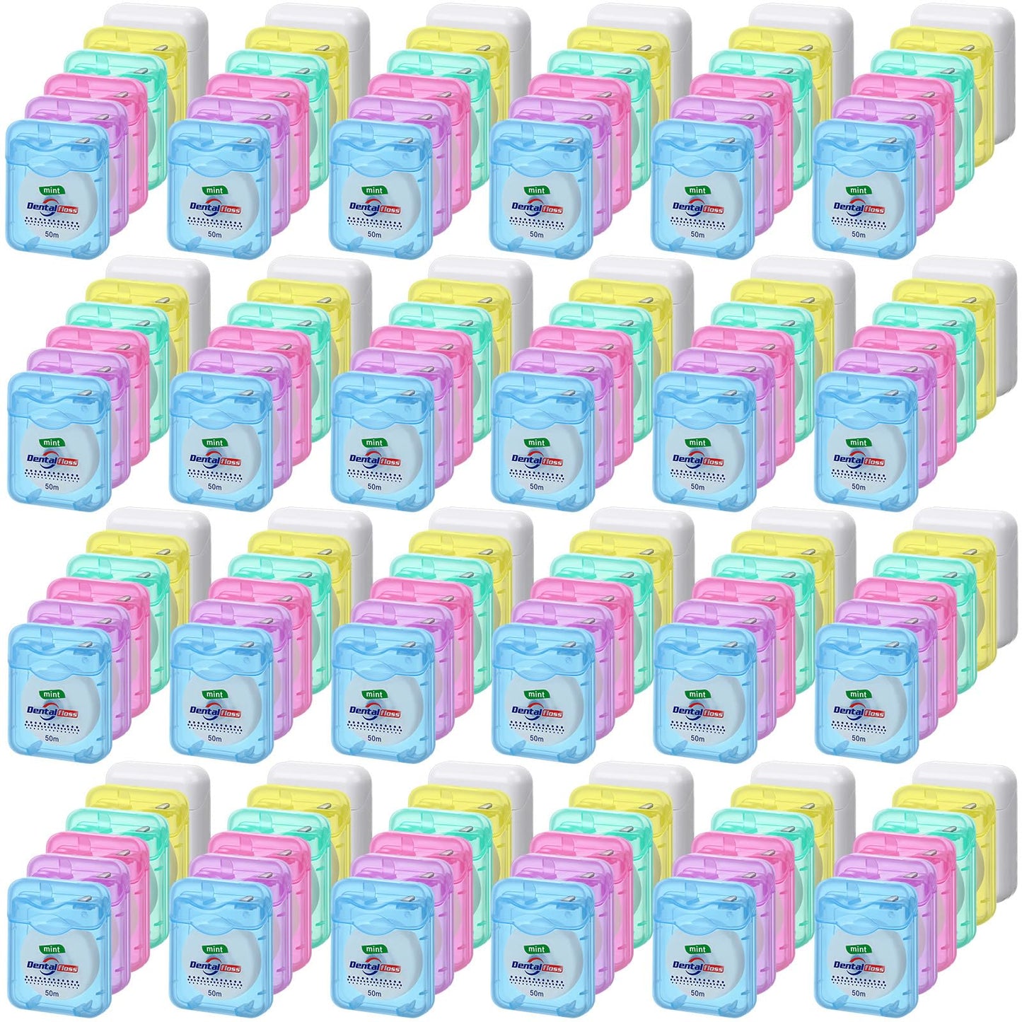 Geiserailie 72 Pack Mint Floss Bulk – 50m Travel Waxed Dental Floss, Multicolor