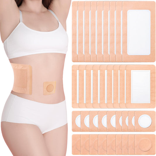 Geiserailie 120 Pcs Disposable Castor Oil Patches Kit - Self Adhesive Multi Size Castor Oil Wraps