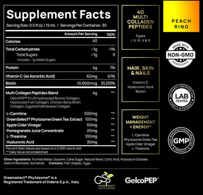 Premium Liquid Collagen for Women | Weight Loss & Beauty with Hyaluronic Acid, Biotin & L-Carnitine