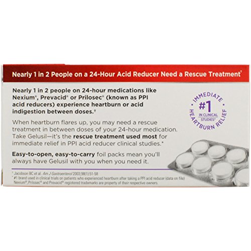 Gelusil Antacid & Anti Gas Tablets – Wellspring Mint, 100 Count Blister Pack