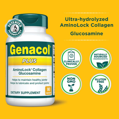 Genacol Plus: Glucosamine & Ultra-Hydrolyzed Collagen for Joint Health - 90 Capsules