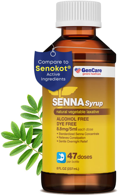 GenCare Senna Syrup Liquid Laxative - All Natural, Easy-to-Swallow 8 Oz