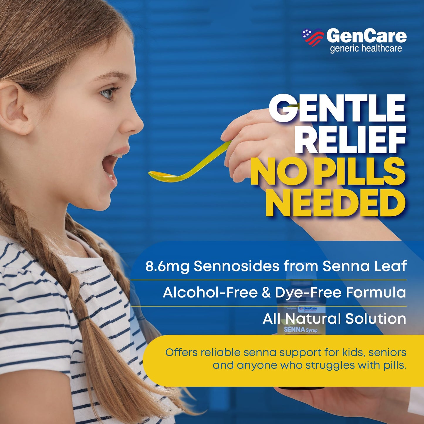GenCare Senna Syrup Liquid Laxative - All Natural, Easy-to-Swallow 8 Oz