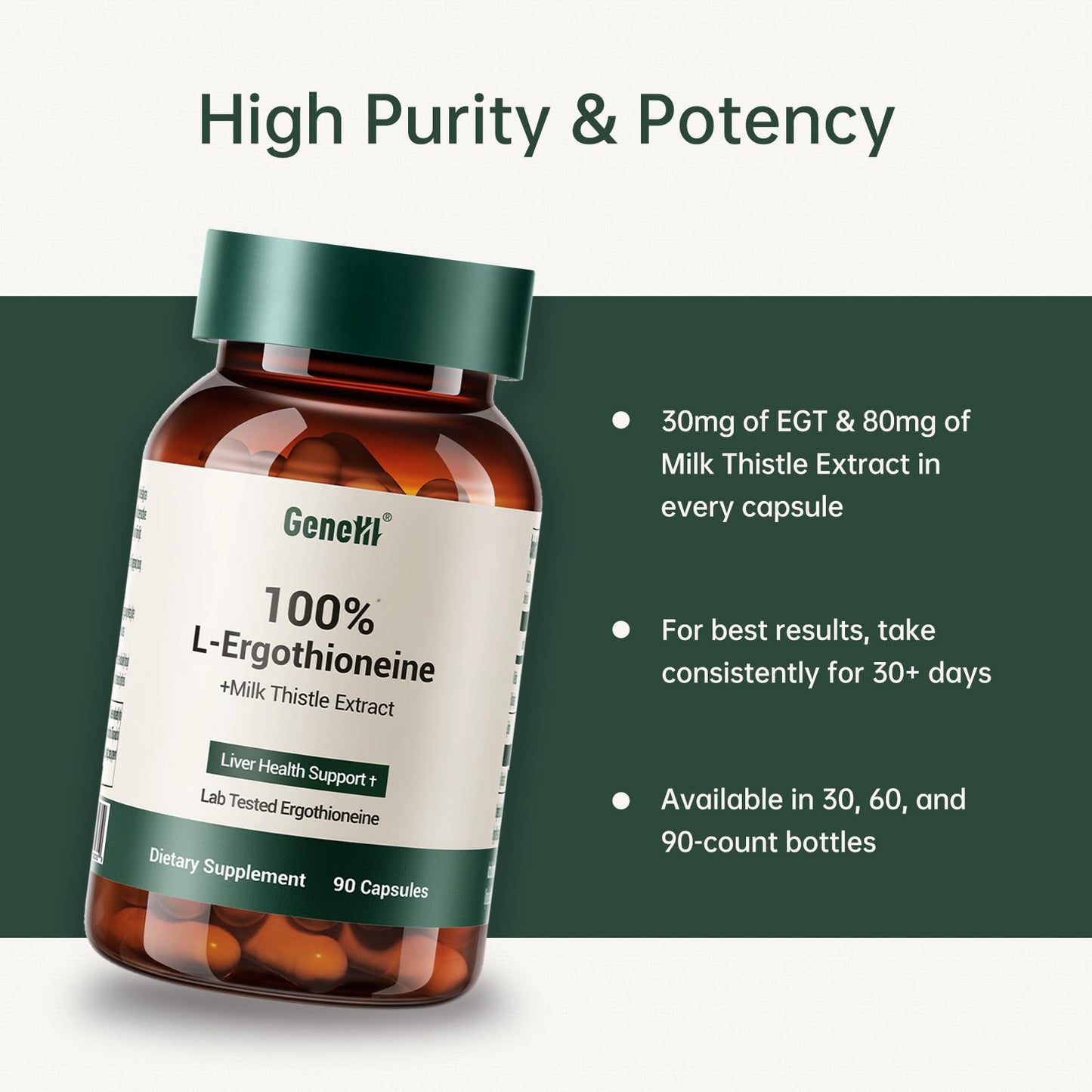 GENEIII Milk Thistle & L-Ergothioneine – Liver & Cellular Health Support | 90 Count