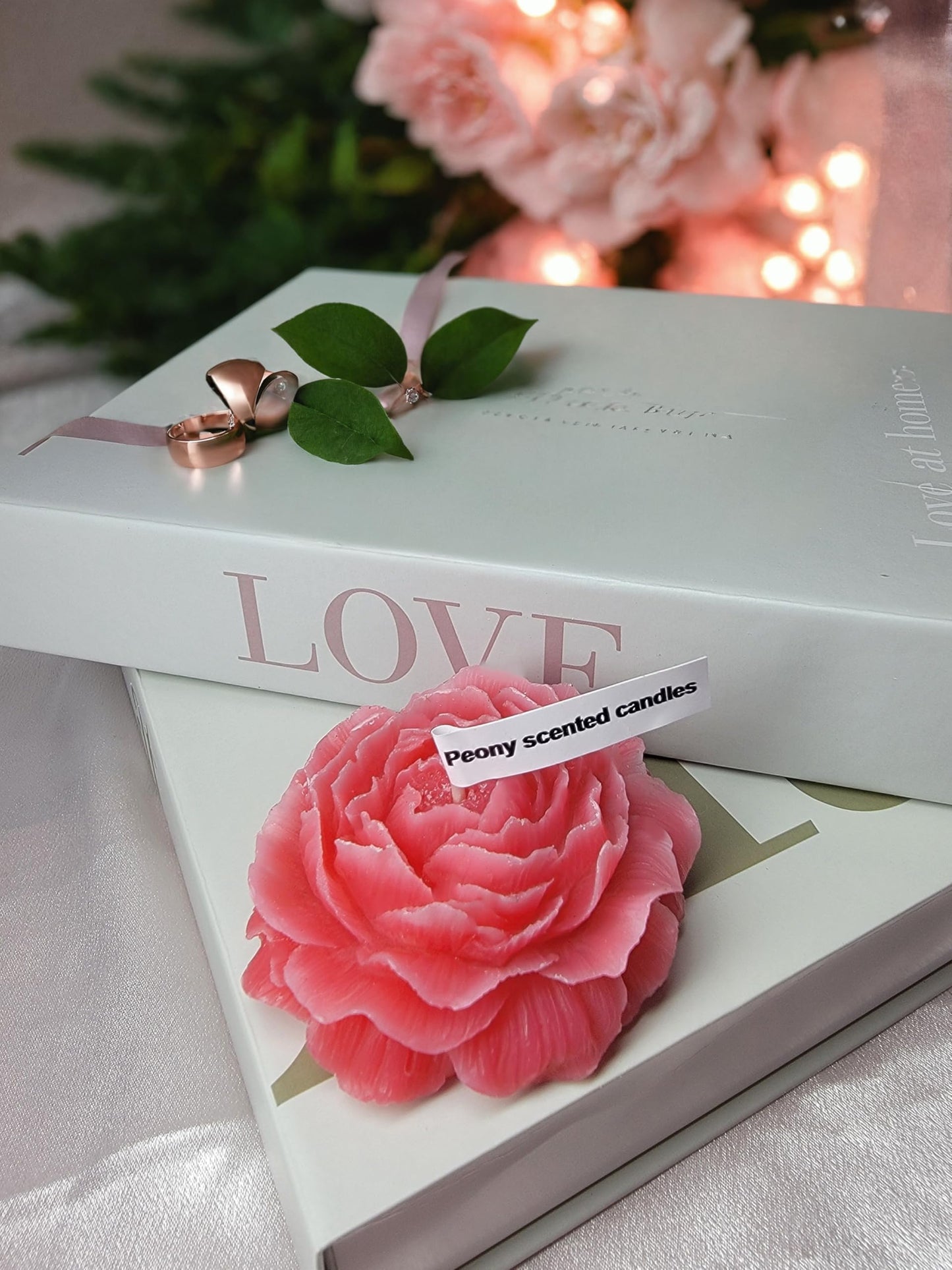 Set of 3 Pink Peony-Shaped Scented Candles – Aromatherapy & Relaxation Gift | Low-Temp Soy Wax