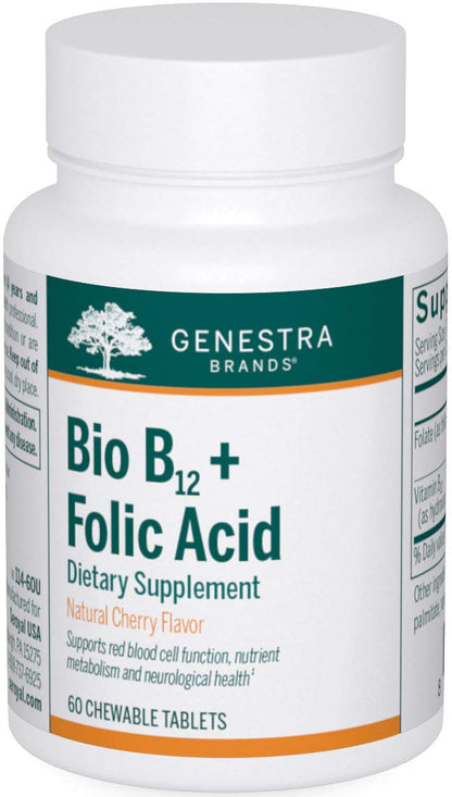 Genestra Bio B12 + Folic Acid – Vitamin B12 Supplement | 60 Chewable Tablets