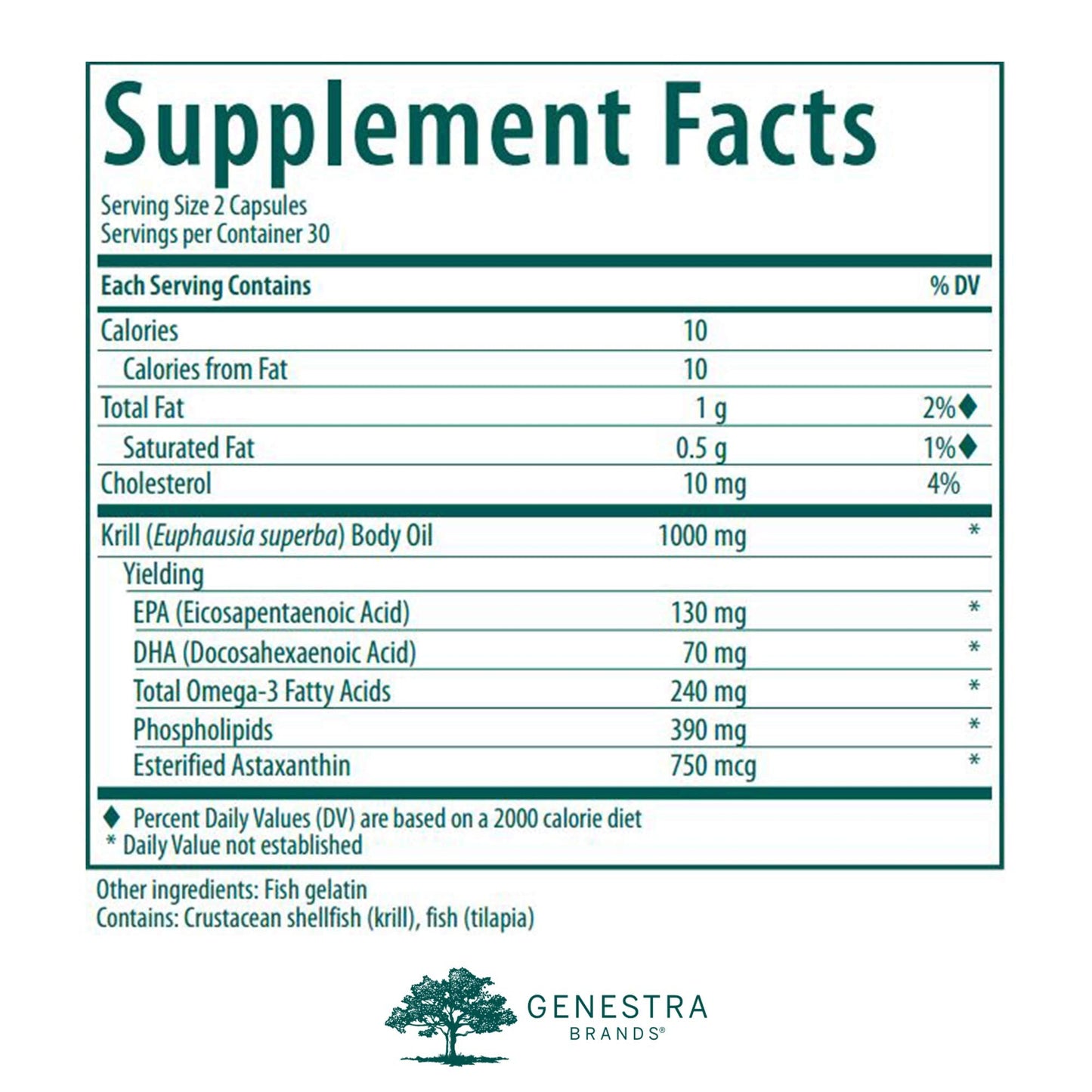 Genestra Brands Krill Oil | Omega-3, Phospholipids & Astaxanthin | 60 Capsules