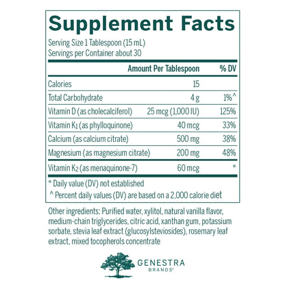 Genestra Cal Mag Vanilla Liquid + – Calcium Magnesium Supplement | 15.2 fl oz