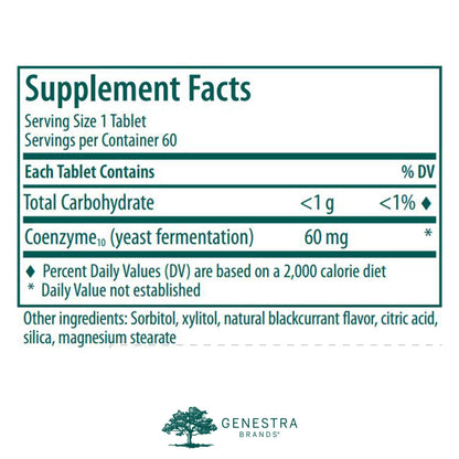 Genestra Brands CoQ10 Chewable | Coenzyme Q10 Supplement | 60 Chewable Tablets | Natural Blackcurrant Flavor