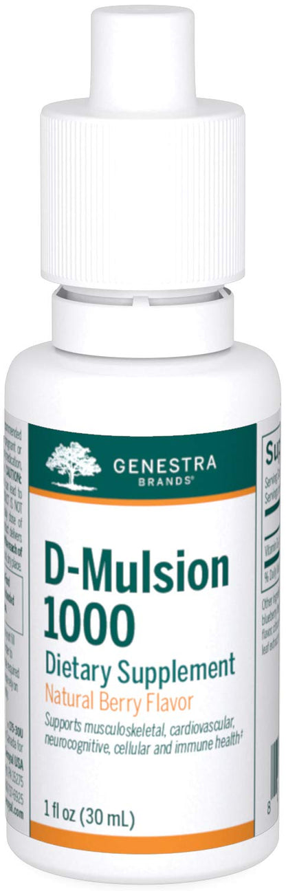 Genestra D-Mulsion 1000 - Liquid Vitamin D Drops, 1 oz, Natural Berry Flavor