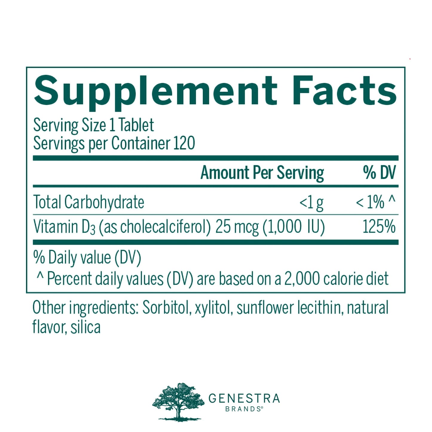 Genestra D3 1000 Chewable Vitamin D Supplement – 120 Tablets | Blackcurrant