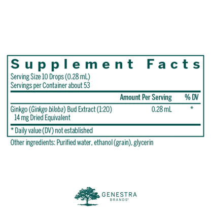Genestra Brands Ginkgo Bud | Herbal Supplement 0.5 fl oz