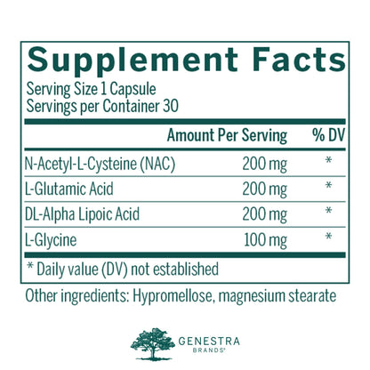 Genestra Brands Glutathione Precursors | Antioxidant Support Supplement | 30 Capsules