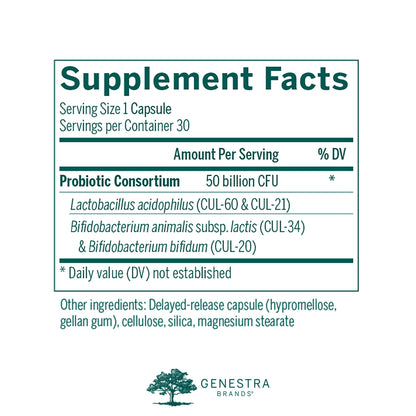 Genestra HMF Intensive 50 Probiotic – GI Health & Immune Support | 30 Vegetarian Capsules