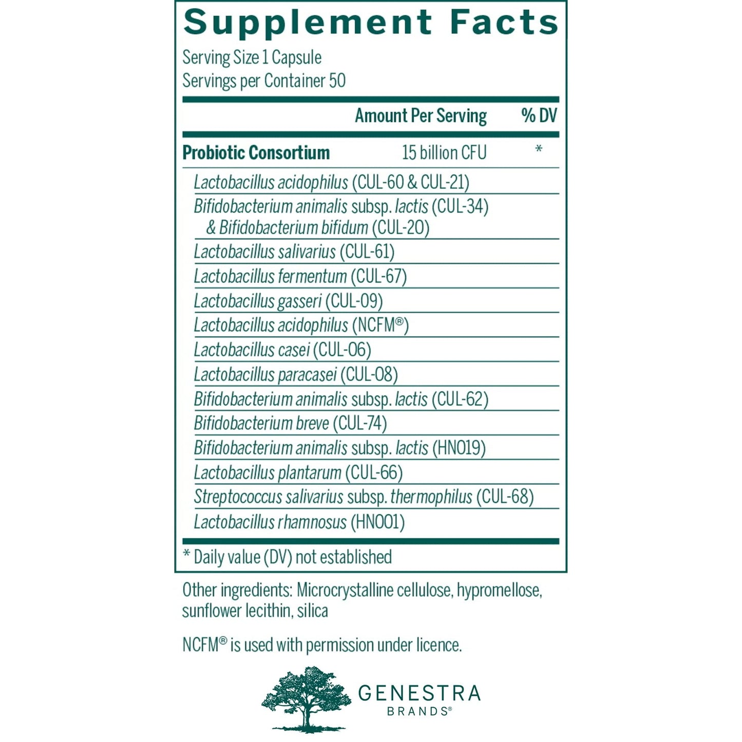 Genestra Brands HMF Multi Strain | Shelf-Stable Probiotic Supplement for Gastrointestinal Health | 50 Vegetarian Capsules