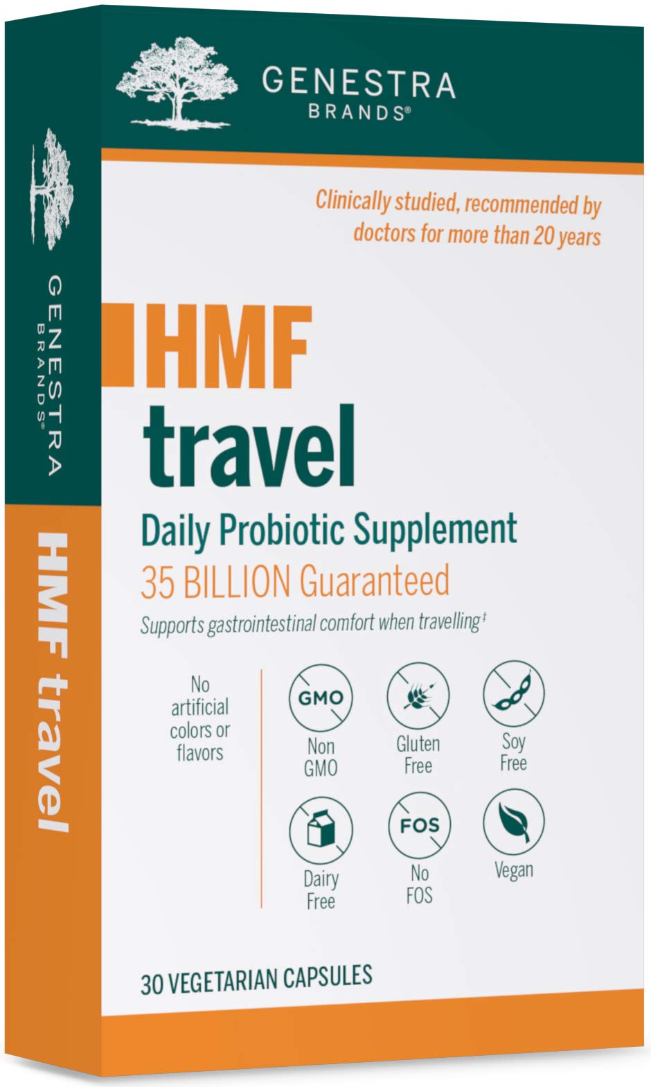 Genestra Brands HMF Travel - Shelf-Stable Probiotics for GI Health - 30 Capsules