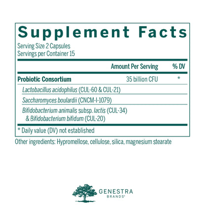 Genestra Brands HMF Travel - Shelf-Stable Probiotics for GI Health - 30 Capsules