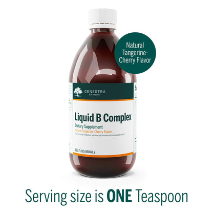 Genestra Brands Liquid B Complex | Broad Spectrum B-Vitamin | 15.2 fl oz | Natural Tangerine-Cherry Flavor
