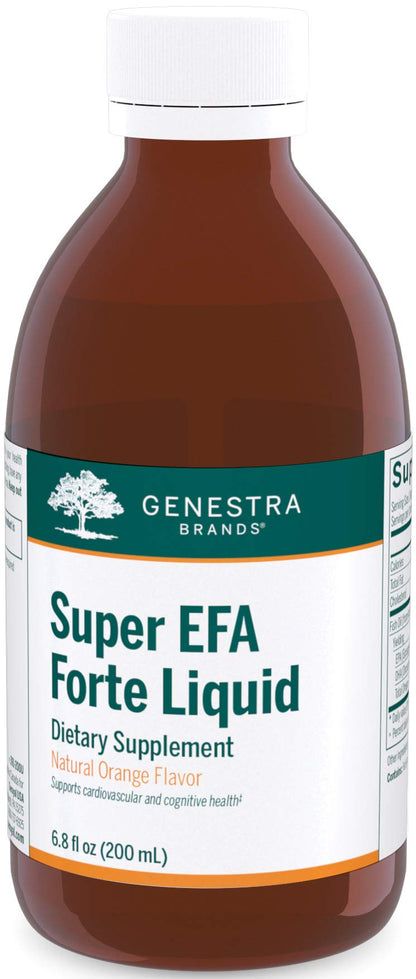 Genestra Brands Super EFA Forte Liquid | Fish Oil for Cognitive, Cardiovascular & Joint Health | Natural Orange Flavor | 6.8 fl. oz.
