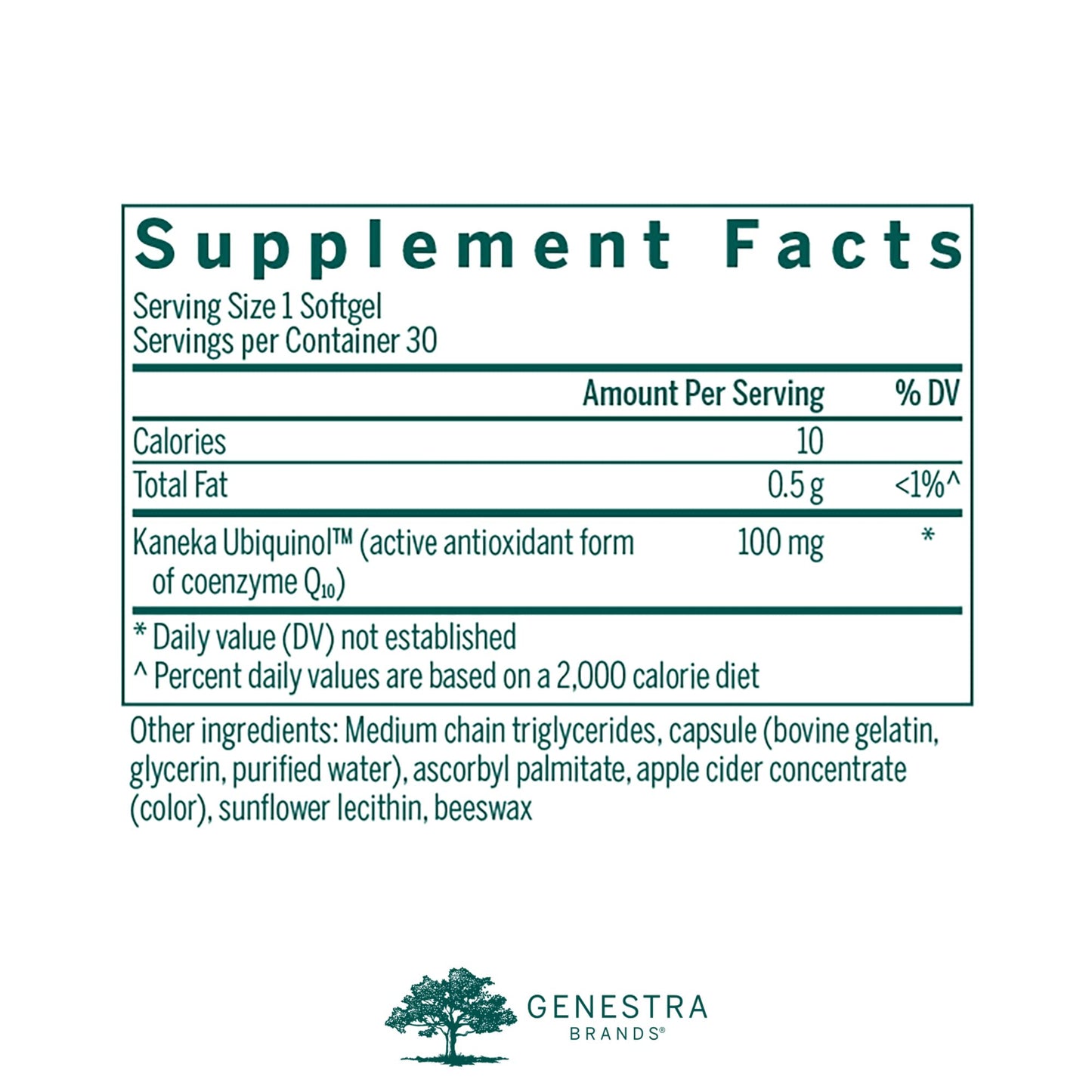 Genestra Brands Ubiquinol 100mg - Antioxidant Support - 30 Capsules