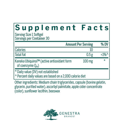 Genestra Brands Ubiquinol 100mg - Antioxidant Support - 30 Capsules