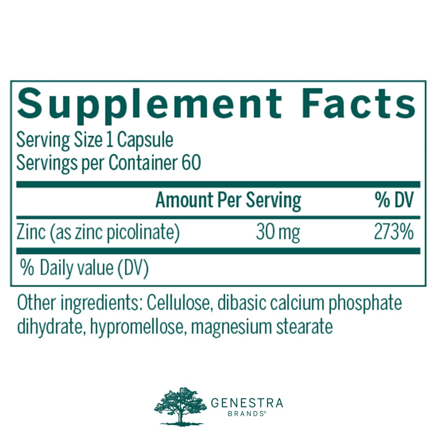 Genestra Brands Zinc Picolinate Formula | Supports Immunity, Skin & Connective Tissue | 60 Capsules