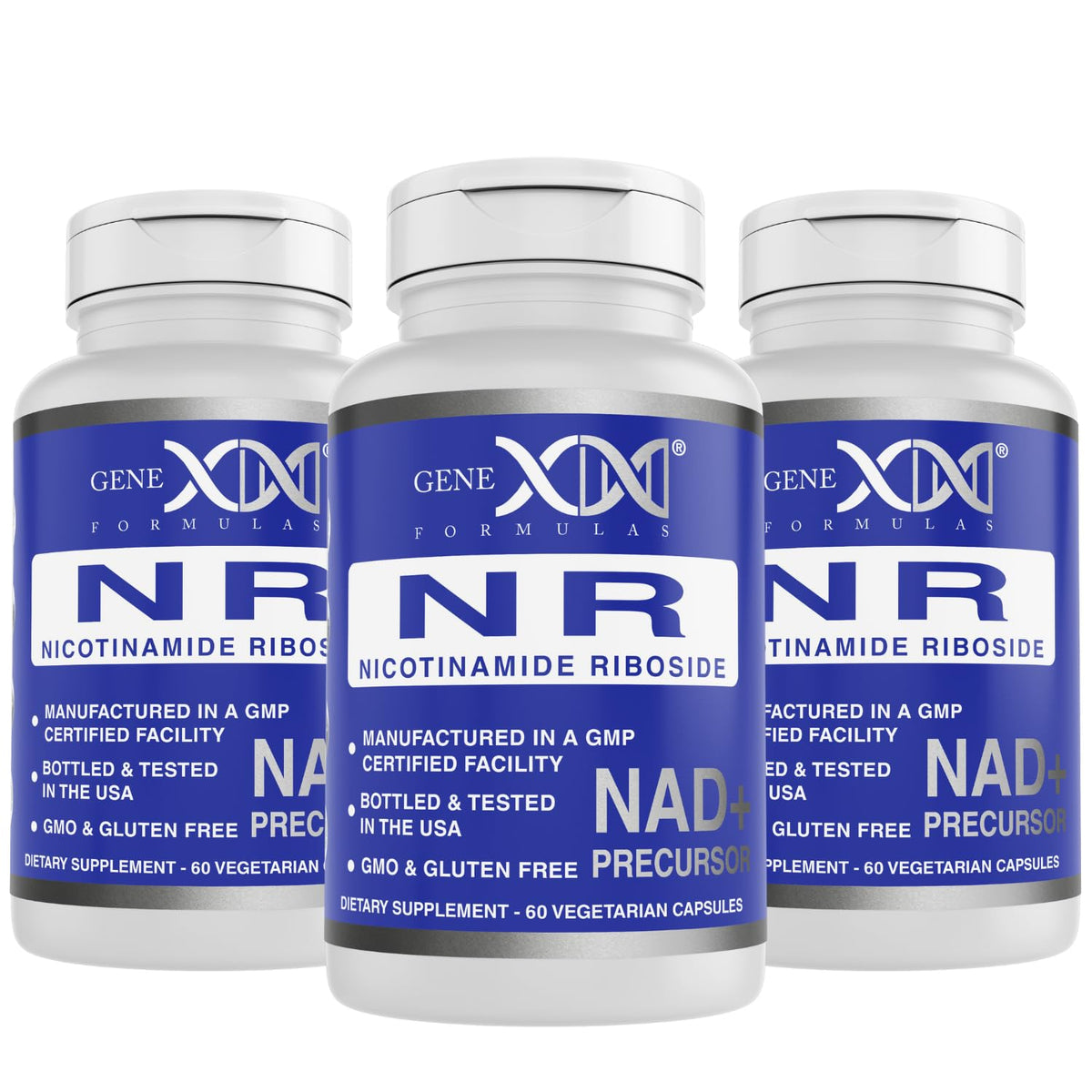 Genex Formulas NR Nicotinamide Riboside 300mg (3 Pack) NAD+ Precursor for Healthy Aging - GMP-Certified, Non-GMO, Gluten-Free, Vegetarian