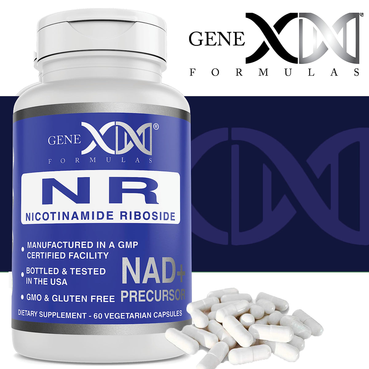 Genex Formulas NR Nicotinamide Riboside 300mg (3 Pack) NAD+ Precursor for Healthy Aging - GMP-Certified, Non-GMO, Gluten-Free, Vegetarian
