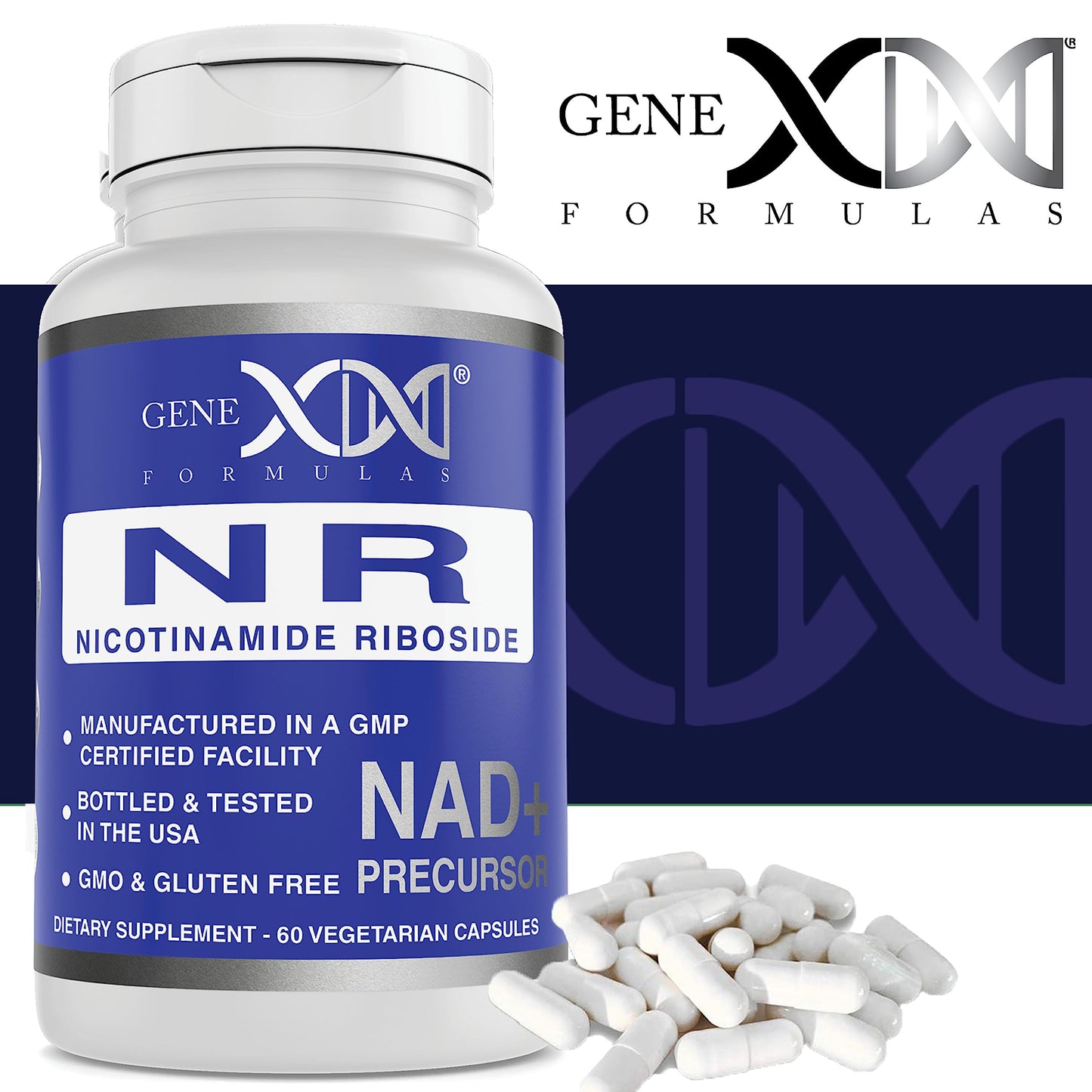 Genex Formulas NR Nicotinamide Riboside 300mg/Serving – 60 Capsules | NAD+ Precursor, GMP-Certified