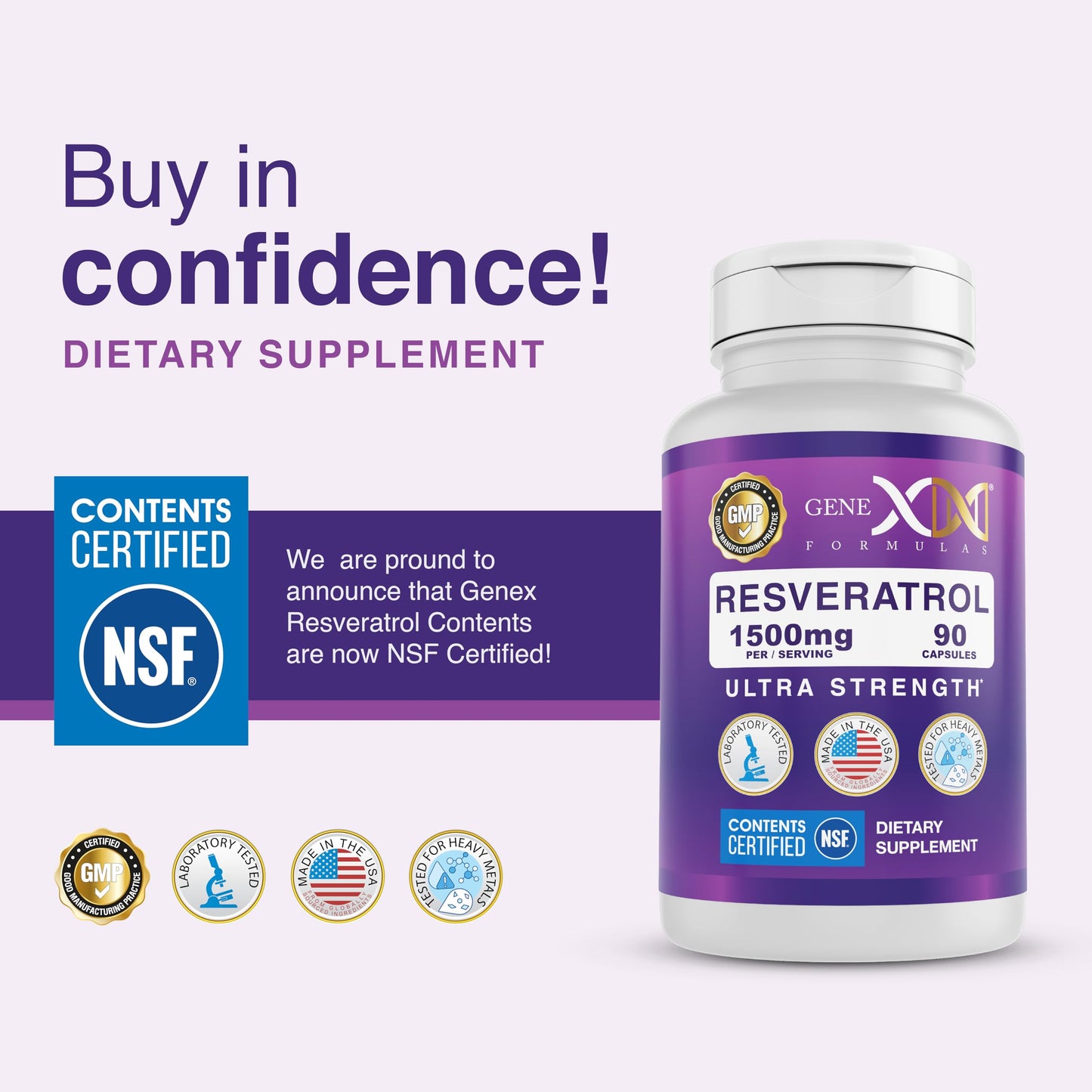 Genex Formulas 1500mg Resveratrol + BioPerine (3 Pack) | Trans-Resveratrol from Japanese Knotweed