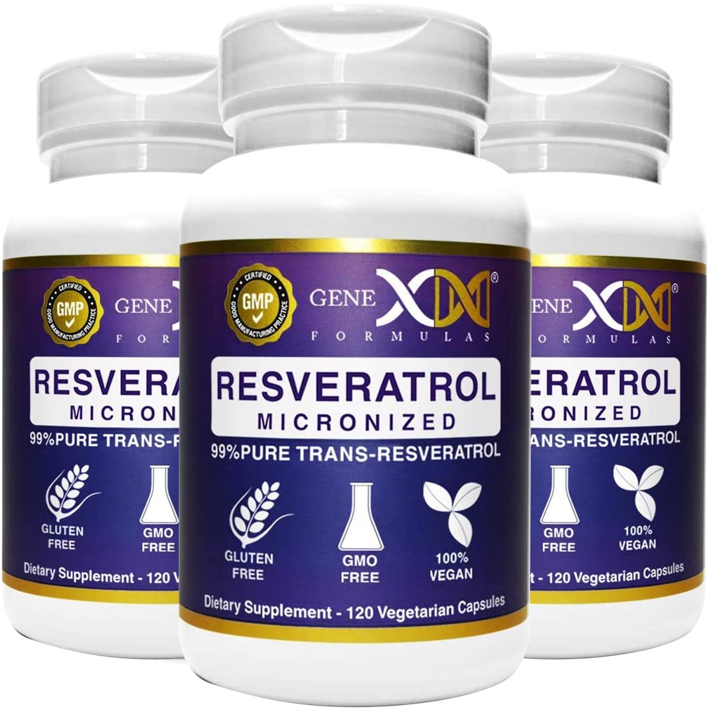 Genex Formulas 99% Micronized Trans-Resveratrol 1000mg + BioPerine, 120 Capsules