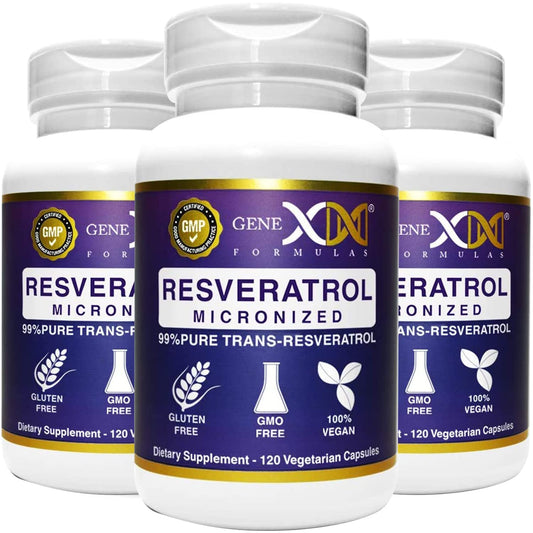 Genex Formulas 99% Micronized Trans-Resveratrol 1000mg + BioPerine, 120 Capsules