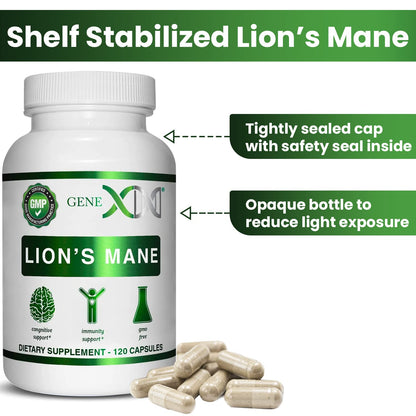Genex Formulas Lions Mane Supplement 3 Pack - 1000mg per Serving | Nootropics for Focus, Mental Clarity, Natural Energy | 360 Capsules