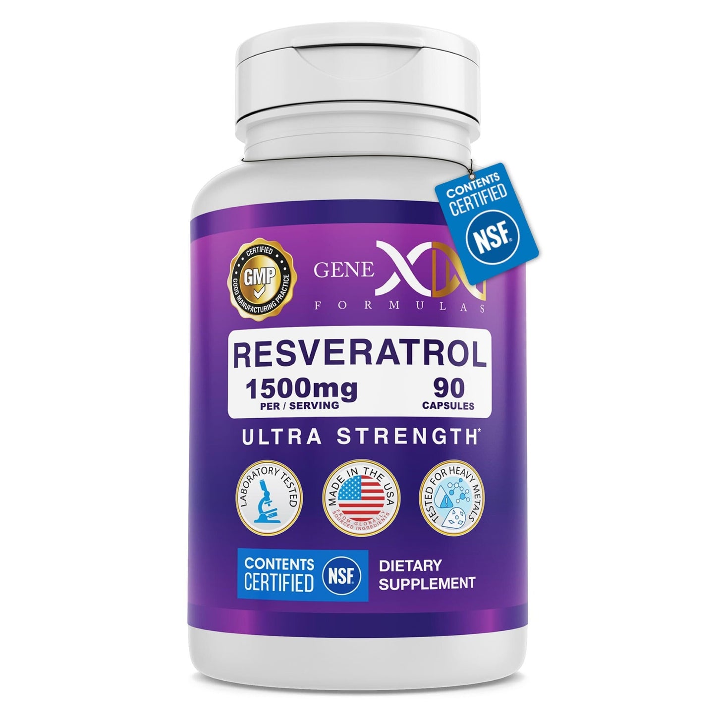 Genex Formulas Resveratrol 1500 mg – NSF Certified, Gluten Free, 90 Count