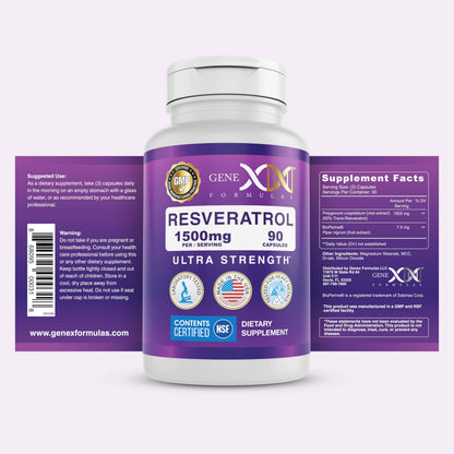 Genex Formulas Resveratrol 1500 mg – NSF Certified, Gluten Free, 90 Count