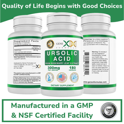 Genex Formulas Ursolic Acid 300mg - 180 Capsules | Rosemary Sourced
